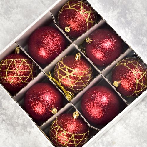 Ялинкові кульки 8см 9шт/наб Stenson M47876 фото 2