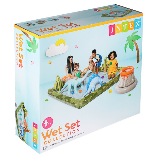 Дитячий надувний ігровий центр Intex 56132 «Юрський період» (36*201*201 см, басейн 410 л, фонтан, іграшки, ненадувне дно, до 81 кг) фото 5