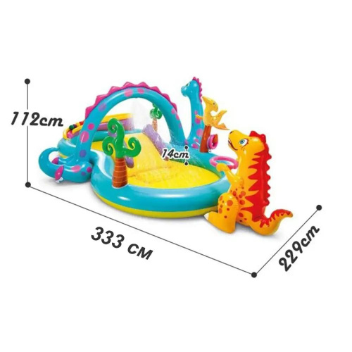 Дитячий надувний ігровий центр Intex 57135 «Планета динозаврів» (112*229* 333 см, водна гірка, басейн 290 л, фонтан, кільце, ненадувне дно, до 80 кг) фото 9