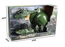 Набір військової техніки 9-6 танк, гелікоптер, фігурки з рухомими кінцівками, зброя, солдатська каска, в коробці