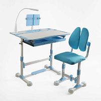 Парта шкільна Bambi S-71400 (60*76*80 см, регульована висота і кут нахилу стільниці, стілець, підніжка, полиця під столом, лампа)