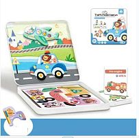 Магнітна гра С 74467 “Спецтехніка та тваринки”, пазли, картки, назви транспорту, англійською, маркер “пиши-витирай”, металевий бокс в пакеті
