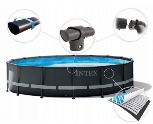 Каркасний басейн Intex 26326 NP (122*488 см., об'єм: 19156 л., пісочний фільтр-насос 5700 л/год, драбина, тент, підстилка, ПОШКОДЖЕНЕ ПАКУВАННЯ) фото 15