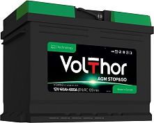 Акумулятор автомобільний VolThor VGM60 L2 AGM ED, 027 (Stop&Go, AGM, 12V, 60Ah, 680A (EN) RC 109 min, Euro, 175*190*242 мм, Словенія, 2022 рік., б/в)