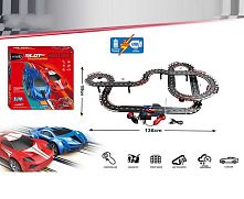 Трек на радіокеруванні JJ 227-1 2 машинки, 2 джойстики, розмір треку: 136*106 см, довжина треку 553 см, від мережі та батарейок, масштаб 1:64, в