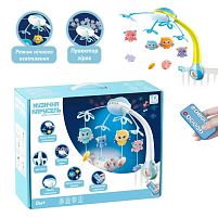 Карусель музична 73814 "TK Group" салатовий з БЛАКИТНИМ, 4 підвіски, пульт р/к, проєктор, обертання, мелодії, звуки, колискові, в коробці