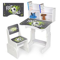 Дитяча парта-трансформер Bambi N 2071-31-1 «Football» (регульована висота, стільчик, надбудова для книг, ящик під стільницею для канцтоварів)