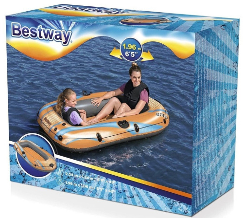 Човен надувний Bestway 61139 «Kondor Elite 2000 Raft» (106*196 см, гребний, півторамісний, трикамерний, надувне дно, до 120 кг.) фото 7