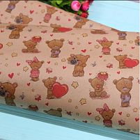 Папір пакувальний крафт "Ведмедик на бурому" 70*100см 10л/уп Stenson 1031БР