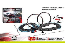 Автотрек JJ 205-1 2 машинки, 2 джойстика на батарейках, розмір треку 110х70 см, масштаб 1:43, в коробці
