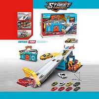 Гараж з треком MH 194 валіза трансформується, рухомі деталі, 2 металопластикові машинки, в коробці