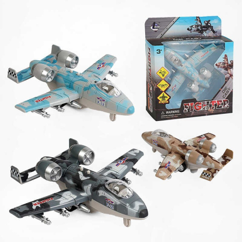 Літак XG 879-101 A 3 кольори, металопластик, інерція, звук, підсвічування, у коробці, ВИДАЄТЬСЯ ТІЛЬКИ МІКС ВИДІВ