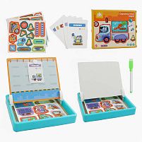 Дерев'яна магнітна дошка C 52503 "Транспорт", маркер, картки, магніт, назви англійською мовою, в коробці