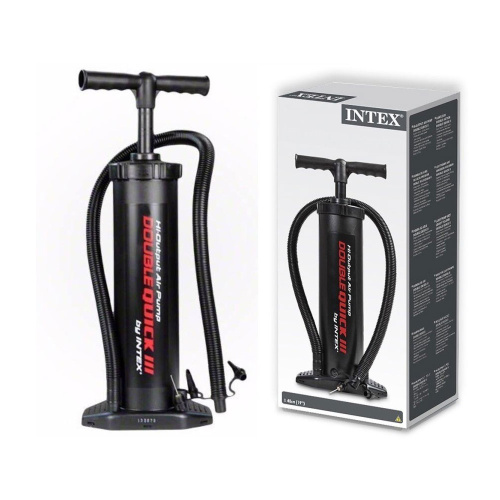Насос ручний Intex 68615 «Double Qoick III Hand Pump» (об'єм: 3,3 L., висота: 48 см., 3 насадки, шланг 1 м., надування/зування)