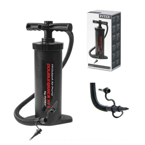 Насос ручний Intex 68605 «Double Quick III S Hand Pump» (об'єм: 2.8 L., висота: 37 см., 3 насадки, шланг 1 м., надування/зування)