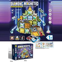 Магнітний конструктор 6815 A 60 елементів, підсвічування, 6 металопластикових машинок, в коробці