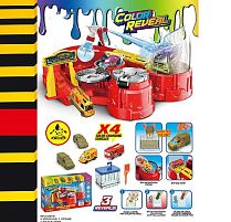 Автомийка SK 773 X 4 металопластикові машинки, змінюють колір, рухливі елементи, пульверизатор, піпетка для водички, в коробці