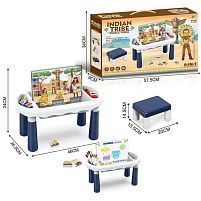 Столик з конструктором MC 504 6в1, конструктор на 100 елементів, розмір столика: 46х26,5х24 см, стільчик, дошка, 8 маркерів, пазл на 48 елементів