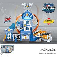 Трек E 7023 штрих=60458 2 металопластикові машинки, звуки, підсвічування, на батарейках, механічний запускач, в коробці