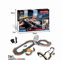 Трек A 65-2 A підсвічування, механічне табло, довжина треку 430 см, 2 машинки, 2 джойстики, від батарейок/мережі, масштаб 1:64, в коробці