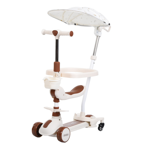 Самокат-беговел триколісний iTrike JR3-167-5BC-BG (колеса: Ø4,33"/Ø3,15"/PU, рама пластик, сидіння, бампер, батьк. ручка, навіс, підсвітка, до 25 кг)