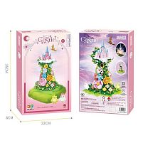 Конструктор 643001 “Cloud castle”, 986 деталей, підсвічування, заводний музичний механізм, платформа обертається по колу, 2 ігрові фігурки, в кор