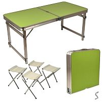 Стіл-валіза зміцнена (мдф, алюм.каркас, 4 стільці) 120*60*70см Stenson MH-5363-5