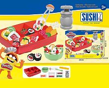 Тісто для ліплення XS 7915-2 5 кольорів, форми, інструменти, посуд, в коробці