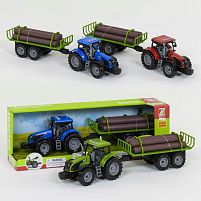 Трактор с прицепом 550-52 J (36/2) 3 цвета, свет, звук, инерция, в коробке 