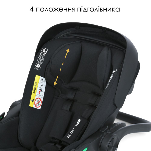 Автокрісло El Camino i-FLOW ME 1198 Black (встановлення проти ходу руху, зріст дитини: 40-87 см, 3 точки кріплення, ремень безпеки, вік 0+) фото 9