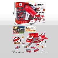 Літак-парковка 8825 A ЧЕРВОНИЙ, музичний чип, мелодії, наліпки, в коробці