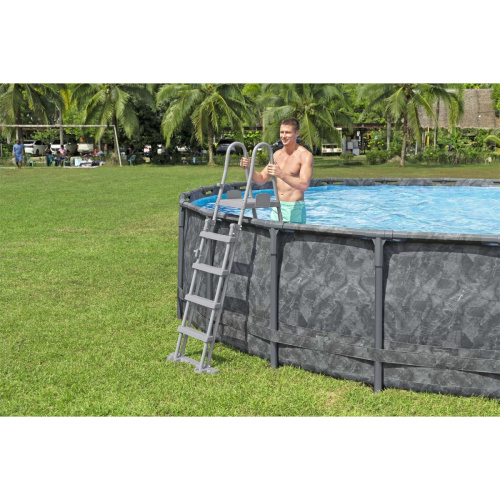 Каркасний басейн BestWay 561JZ (132*671 см., об'єм: 40377 л., пісочний фільтр-насос 6813 л/год, наповнювач Polysphere, драбина, тент, серія: APX 365) фото 10