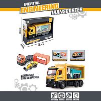 Трейлер G 711 2 види, інерція, машинка, контейнер відчиняється, рухомі елементи, гумові шини, в коробці