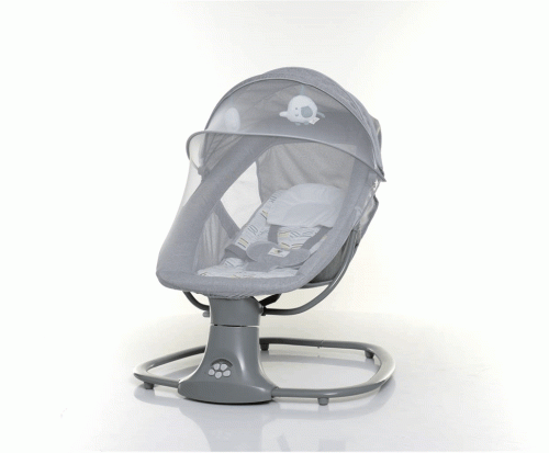 Крісло-шезлонг для немовлят з електро-заколисуванням Mastela 8104 Light Grey (механізм гойдання: поворотний, 3в1, 5 швидкостей, USB, BT, пульт) фото 2