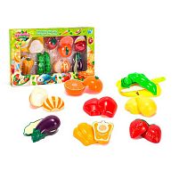 Набір продуктів “Кулінарна фантазія” 77450 "WToys", 18 елементів, овочі та фрукти на липучках, дошка для нарізання, ніж, в коробці