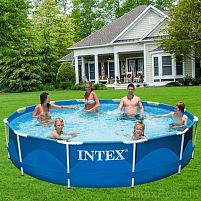 Каркасний басейн Intex 28212 (76*366 см. об'єм: 6503 л. картриджний фільтр-насос 2006 л/год, серія: Metal Frame)