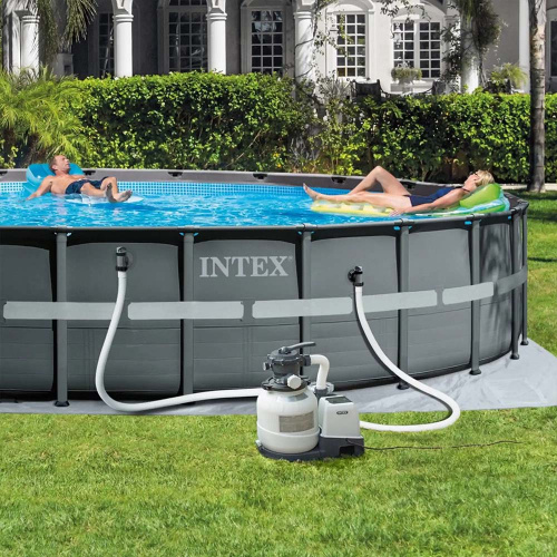 Каркасний басейн Intex 26340 (132*732 см., об'єм: 47241 л., пісочний фільтр-насос 10500 л/год, драбина, тент, підстилка, серія: Ultra XTR Frame) фото 15