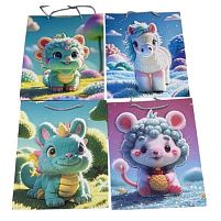 Пакет подарунковий паперовий S "Fairytale animals 3D" 18*23*9см Stenson R34524-S