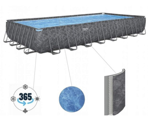 Каркасний басейн BestWay 561KJ (956*488*132 см., об'єм: 52231 л., пісочний фільтр-насос 8327 л/год, наповн. Polysphere, драбина, тент, серія: APX 365) фото 10
