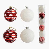 Новорічні прикраси C 67293 6 штук, кульки, D = 8 см, в слюді