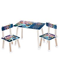 Дитячий столик Bambi M 501-18 «Щинячий патруль» (з двома стільчиками, ДСП, стіл: □40*60 см, ↑44,5 см, сидіння: □28,5*28,5 см, ↑25 см, силік.зах. ніж.)