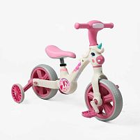 Велосипед дитячий двоколісний Best Trike JM-0410-4 (біговел, колеса Ø10"/PU, рама: сталь, допоміжні колеса, з’ємні педалі, підсв., музика, до 25 кг)