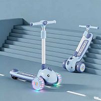 Самокат триколісний Skyper S-6177-9 (колеса: передні Ø4.92"/заднє Ø3.15"/PU, рама: пластик/складна, підсвітка, до 40 кг)