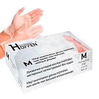 Рукавички вінілові M Hoffen 5.0г нестерильні нетекстуровані б/п 50пар/уп Stenson HFN-15402M