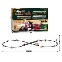 Залізниця 9299-66 54 елементи, 5 вагонів довжиною 114 см, дорога 300х128 см, підсвічування, звук-беззвучний режим, рух вперед, на батарейках, в к