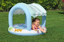 Дитячий надувний басейн BestWay 52638 (Ø104 см, ↑84 см, висота борта: 13 см, об'єм: 34 л, надувне дно, серія: Baby Pools, навіс)