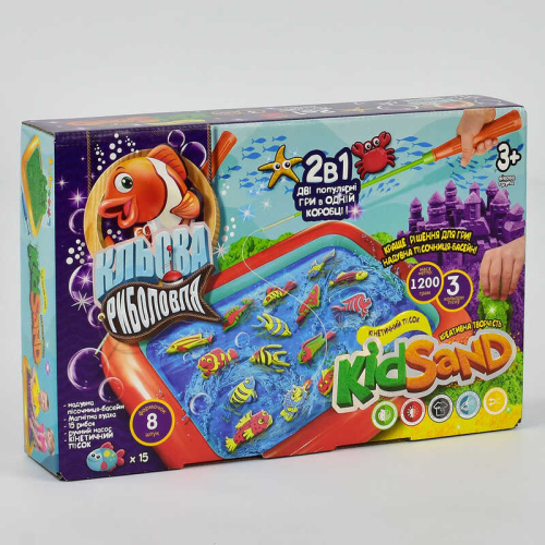 Гра велика 2в1 "Кльова риболовля" та "Кінетичний пісок Kidsand" KRKS-01-01U "Danko Toys"