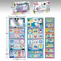 Розвивальний плакат 66540-1 м’який, шелесткі елементи, прорізувач, безпечне люстерко, англійська абетка, в коробці