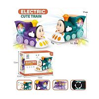 Потяг 799-1 A 2 види, колесо вільного ходу, підсвічування, звуки, проєктор, на батарейках, в коробці