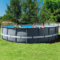 Каркасний басейн Intex 26334 (122*610 см., об'єм: 30079 л., пісочний фільтр-насос 7900 л/год, драбина, тент, підстилка, серія: Ultra XTR Frame)